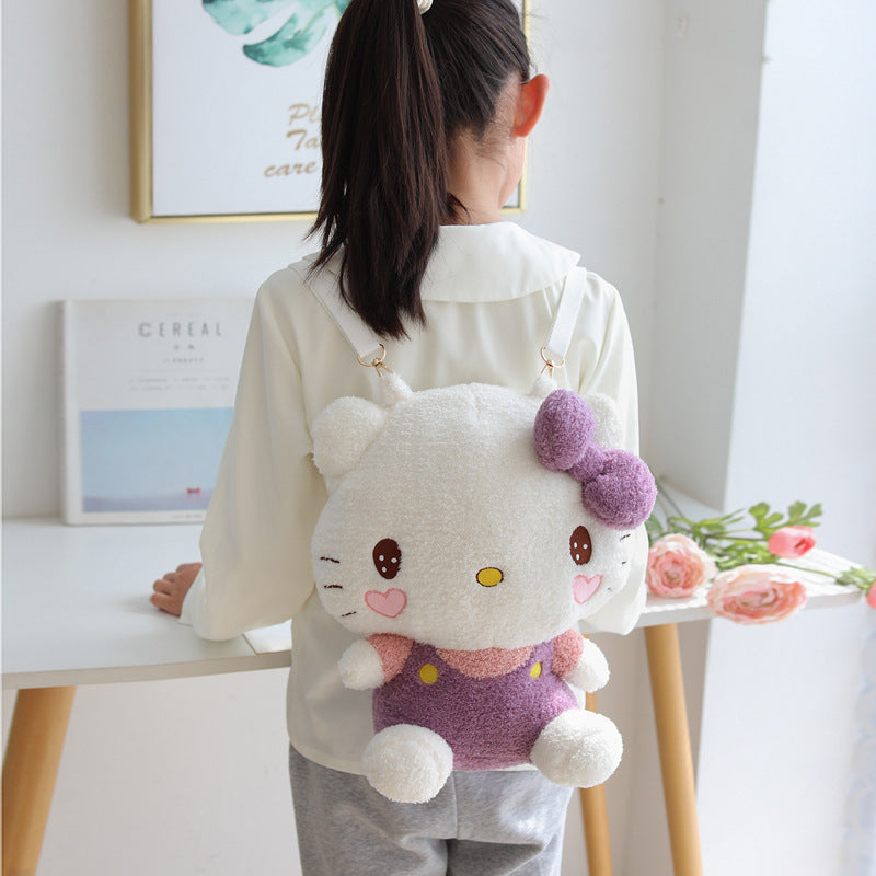 Cartoon kitty cat backpack wholesale kids out play light small backpack soft girl plush crossbody bag