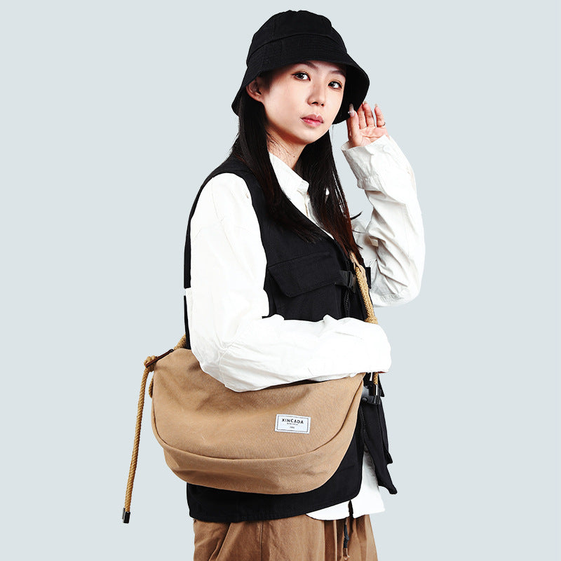 Factory custom Korean version shoulder bag, ins-style schoolgirl bag, crossbody bag, women's literary and artistic versatile large-capacity canvas bag