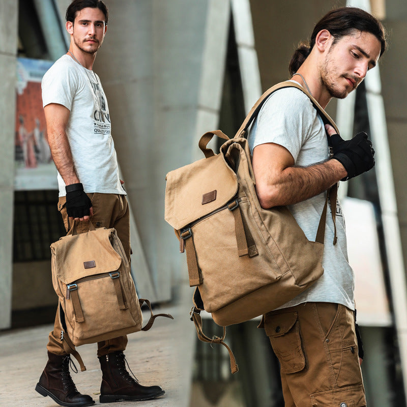 Factory custom trendy Korean version men's backpack casual backpack canvas travel bag college student schoolbag wholesale