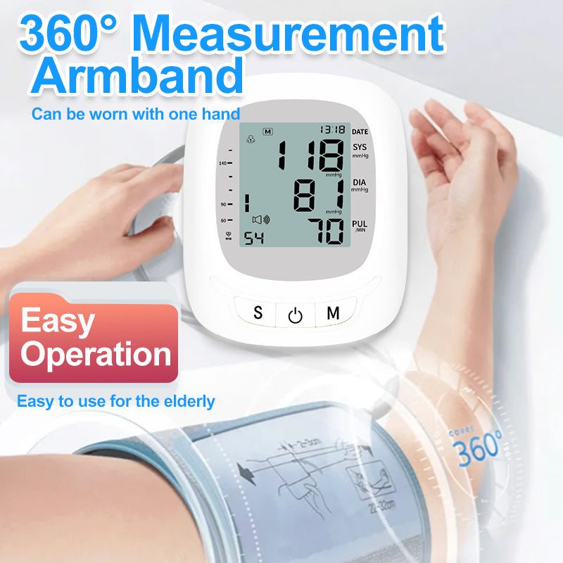Large-screen foreign trade sphygmomanometer factory direct sales, one-button operation, fully intelligent voice broadcast, upper arm sphygmomanometer