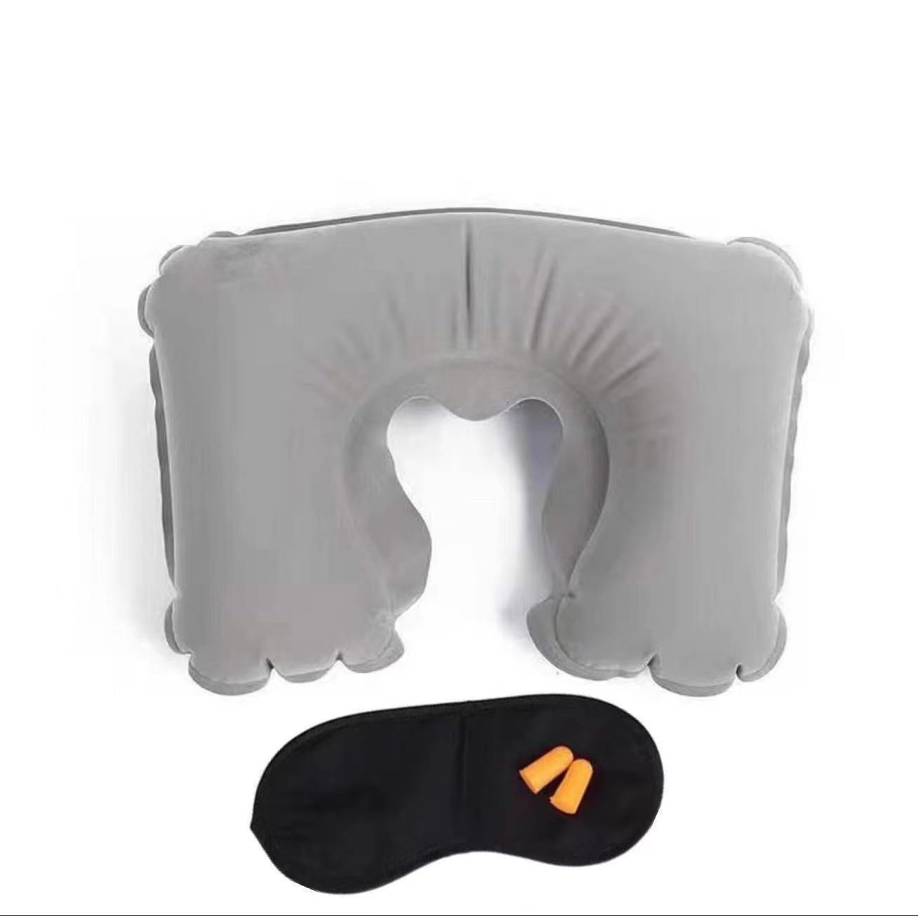 Travel Sanbao blackout eye mask, earplugs, inflatable pillow, U-shaped pillow, travel Sanbao inflatable pillow, aviation set U-shaped pillow