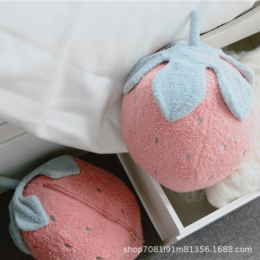 Cute strawberry plush doll throw pillow cushion quilt dual-purpose office chair pillow cactus lunch break blanket