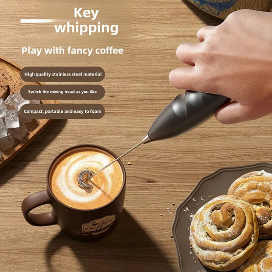 Electric milk frother fully automatic blender coffee stirring stick whisk mini whisk cream whisk