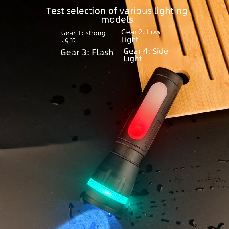 Outdoor Flashlight Multi-function Variable Focus Plastic Emergency Flashlight USB Charging Camping Stalls Lighting