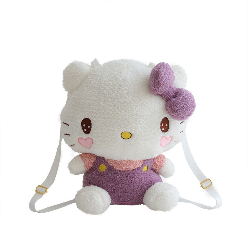 Cartoon kitty cat backpack wholesale kids out play light small backpack soft girl plush crossbody bag