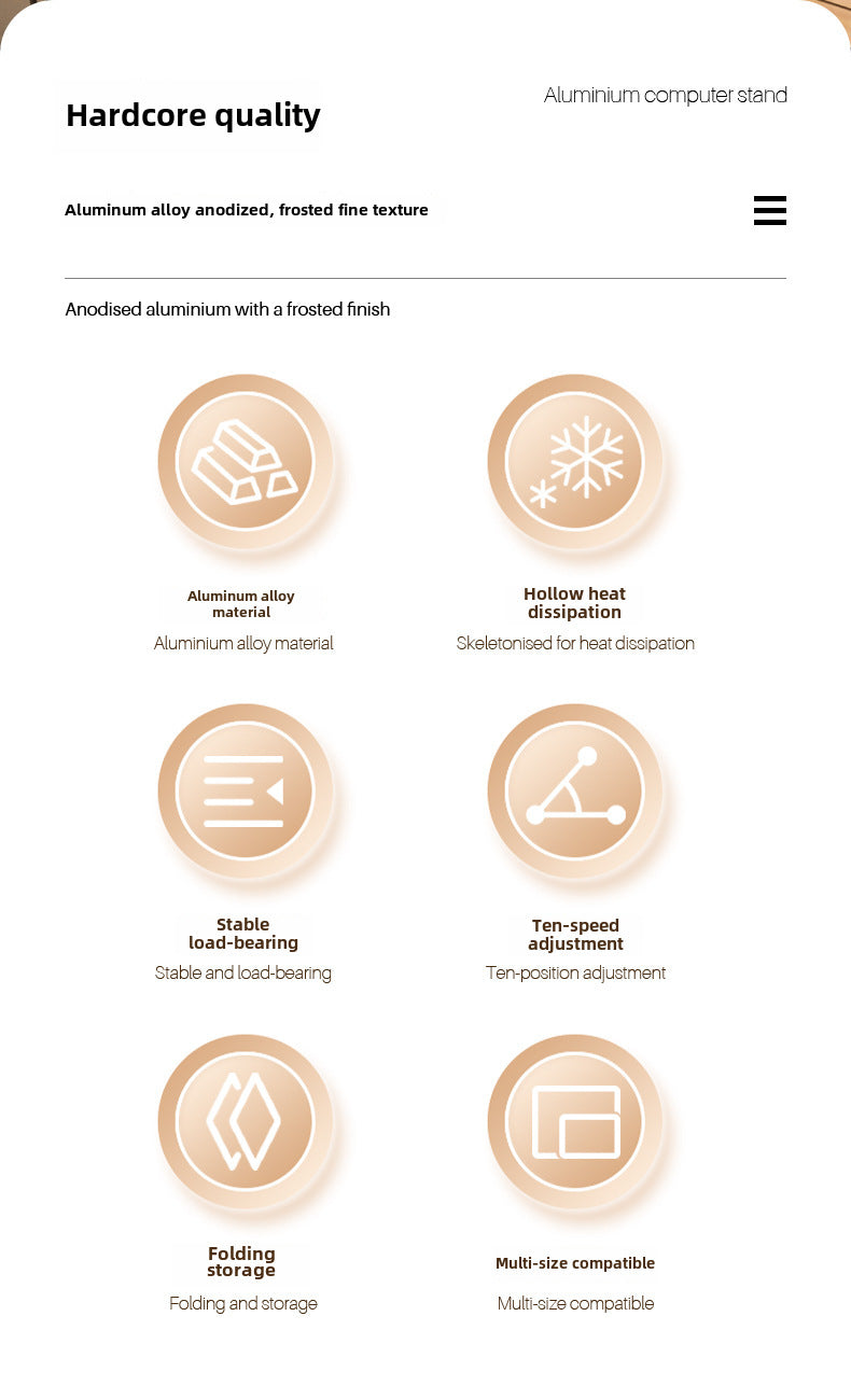 The new cross-border desktop laptop stand folds and dissipates heat dissipation with ten levels of adjustment aluminum alloy laptop stand