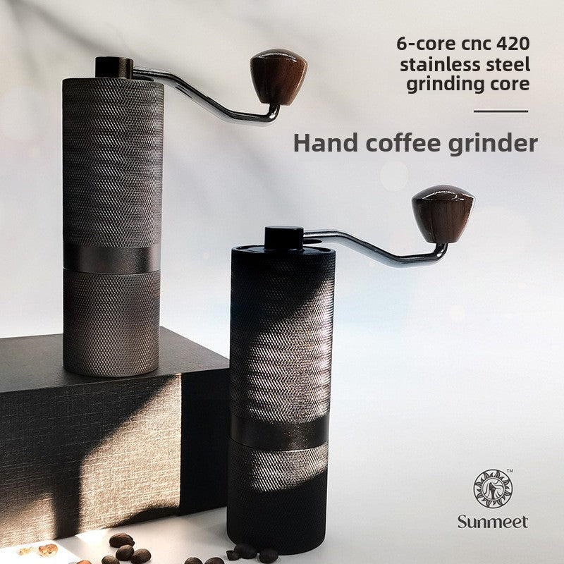 Knurled hand coffee grinder steel grinding core portable Italian grinder 6 stars adjustable thickness hand grinder