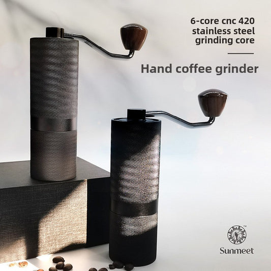 Knurled hand coffee grinder steel grinding core portable Italian grinder 6 stars adjustable thickness hand grinder
