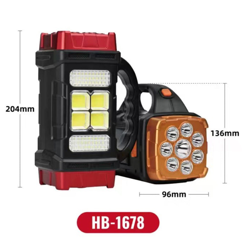 Cross border flashlight strong light led outdoor rechargeable searchlight portable household waterproof plastic xenon camping lantern