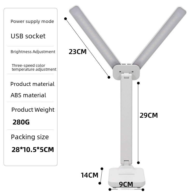 Double-head lighting table lamp eye protection touch dormitory plug and plug dual-purpose folding reading college student dormitory bedroom light wholesale