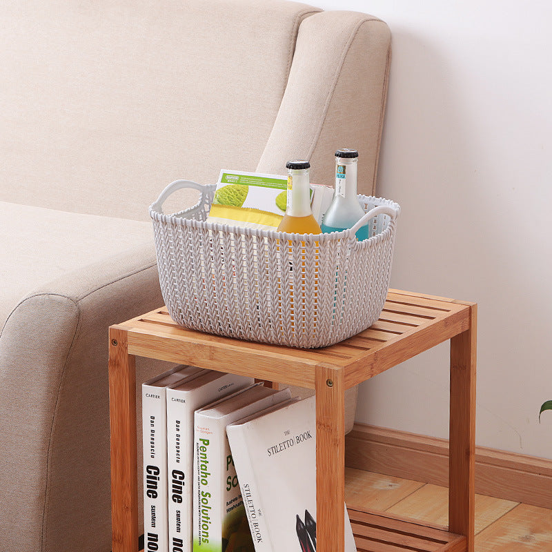 Cross-border imitation rattan tabletop storage basket, plastic storage basket, kitchen basket, snack storage box, bathroom bath storage box
