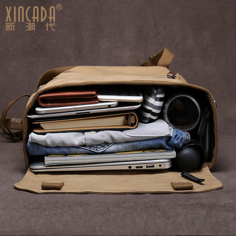 Factory custom trendy Korean version men's backpack casual backpack canvas travel bag college student schoolbag wholesale