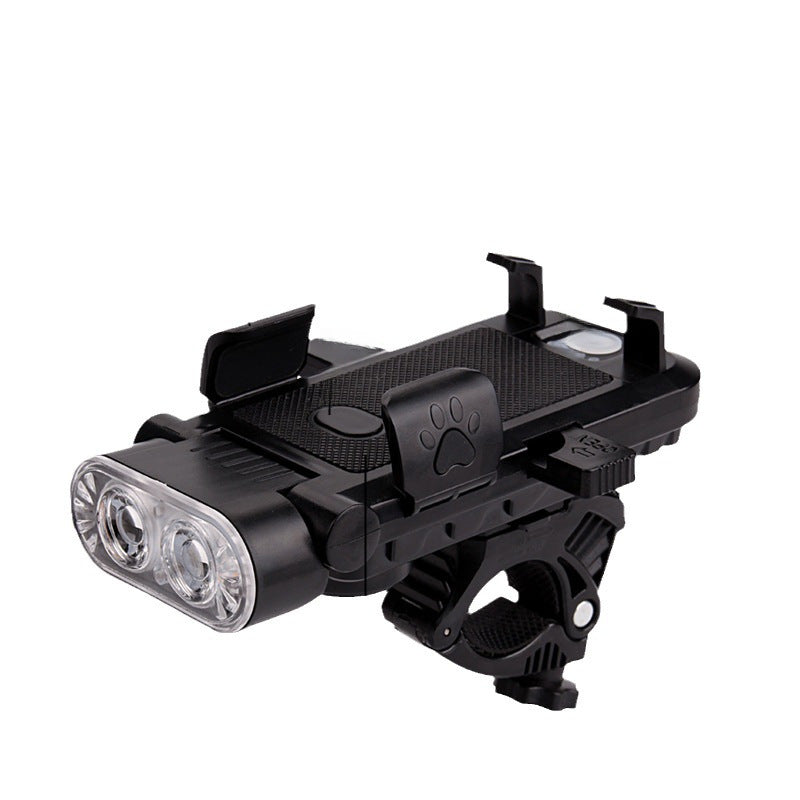 Bicycle mobile phone holder front light USB power bank with mobile phone holder bicycle horn light safety warning light