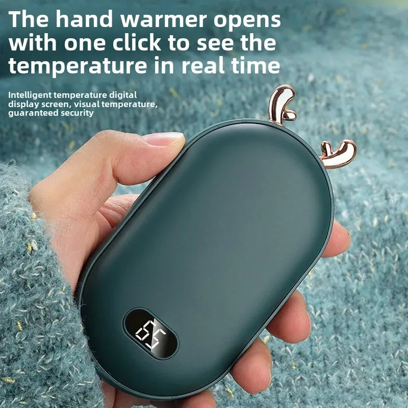 Cross-border new mini cartoon digital display hand warmer 10000 mAh hand warmer 2-in-1 hand warmer charging