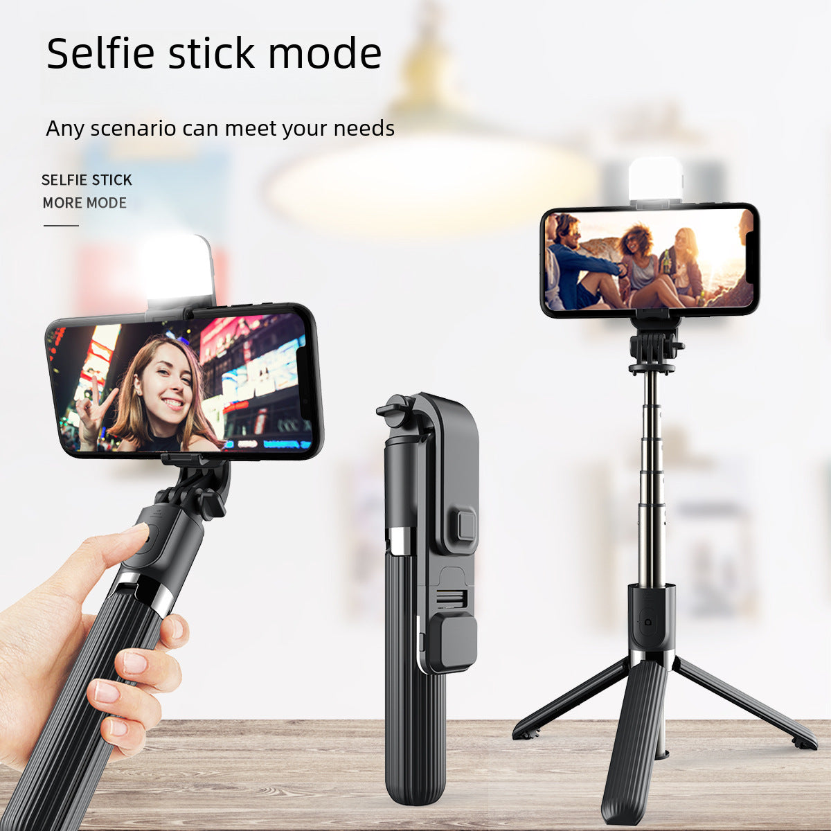 Mobile phone bluetooth selfie stick L03 mini integrated tripod LED fill light holder photo live broadcast artifact