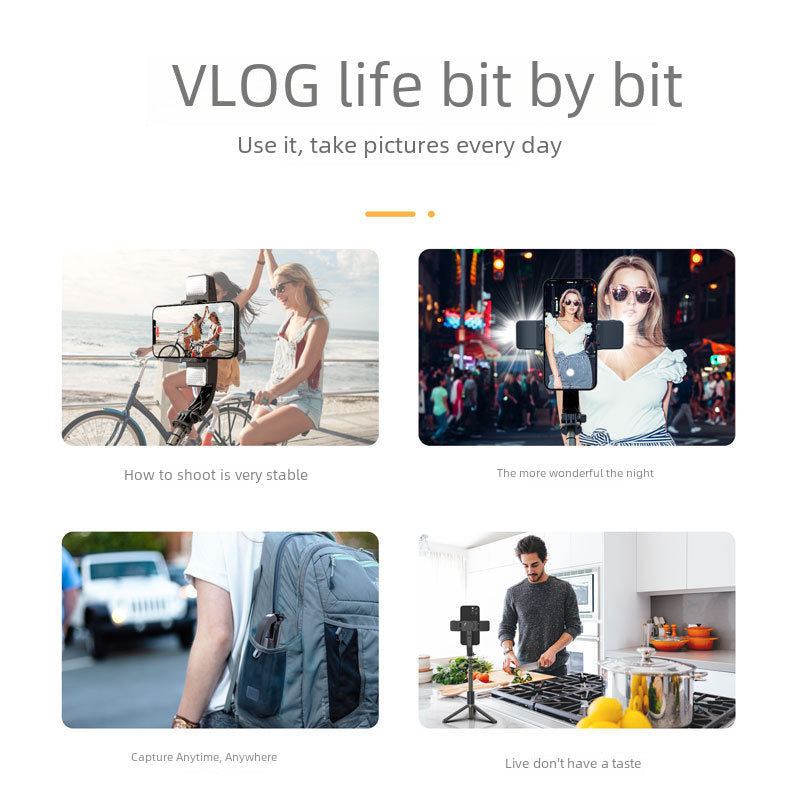 New Stabilizer Bluetooth Selfie Stick Sports Anti-Shake LED Fill Light VLOG Mini Handheld Gimbal Tripod