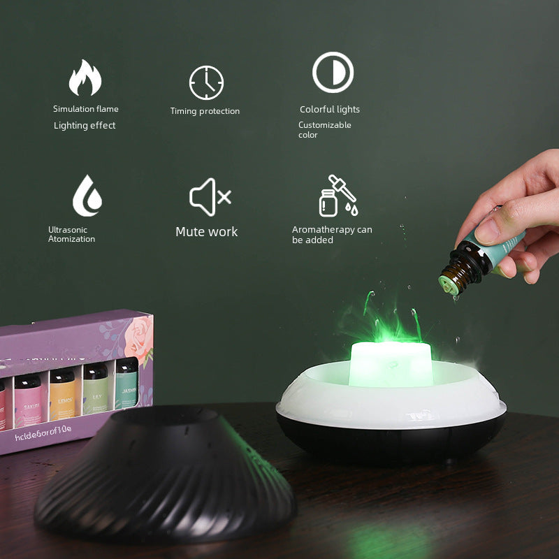 Flame Humidifier - Aromatherapy Diffuser with LED Atmosphere Lamp