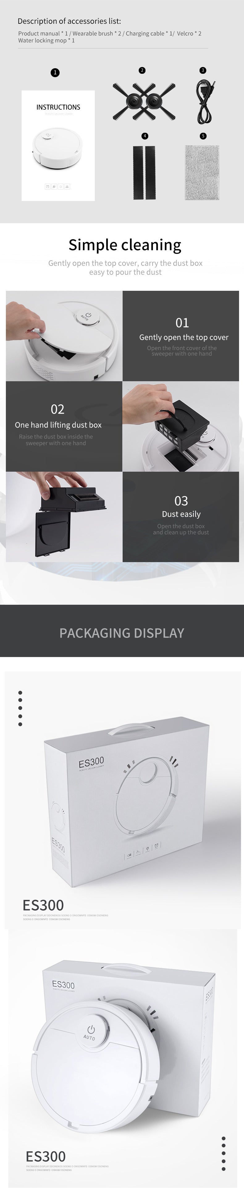 Ailanshi ES300 touch automatic sweeping robot household cleaning machine smart vacuum cleaner 3-in-1 gift