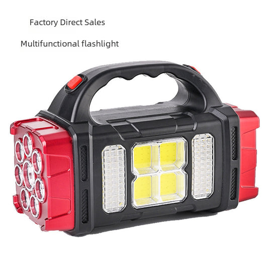 Cross border flashlight strong light led outdoor rechargeable searchlight portable household waterproof plastic xenon camping lantern