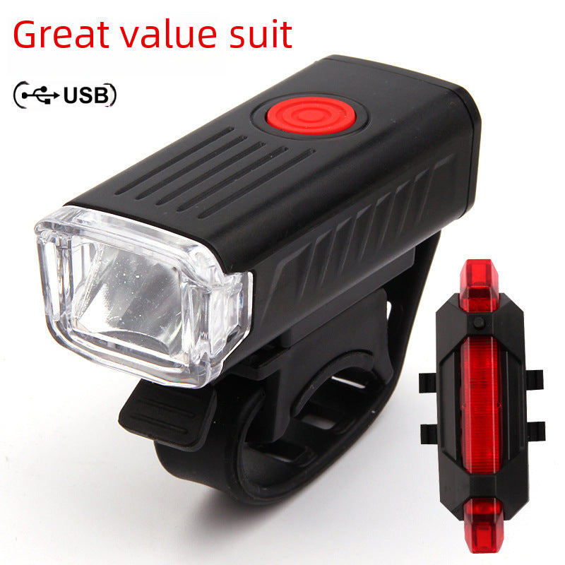 Cross border 2255 bicycle headlight warning tail light led waterproof usb set cycling mountain bike accessories