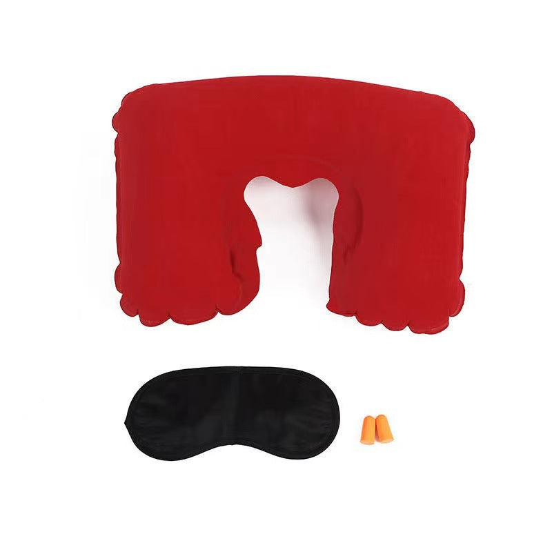 Travel Sanbao blackout eye mask, earplugs, inflatable pillow, U-shaped pillow, travel Sanbao inflatable pillow, aviation set U-shaped pillow