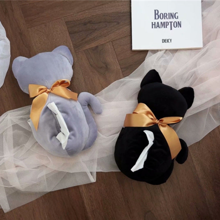 Creative plush back, cat doll, paper towel, plush cute fabric, home toilet paper cover, car portable tissue box