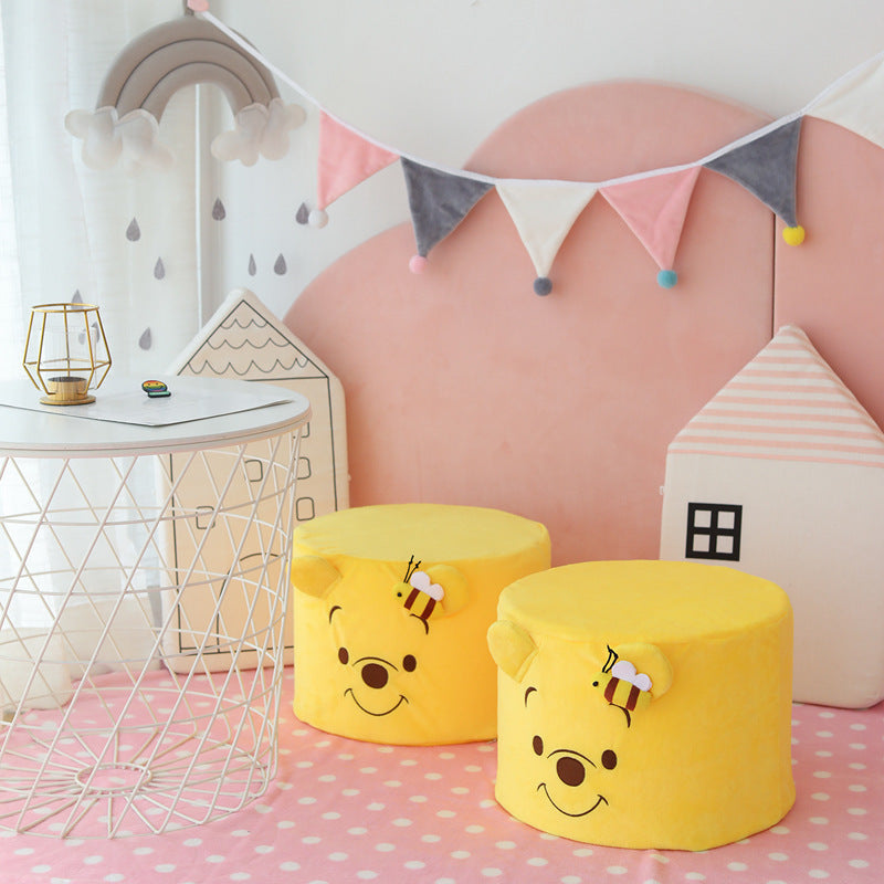 Cute bee Winnie the Pooh home changing stool plush ottoman round living room cartoon pillar baby stool