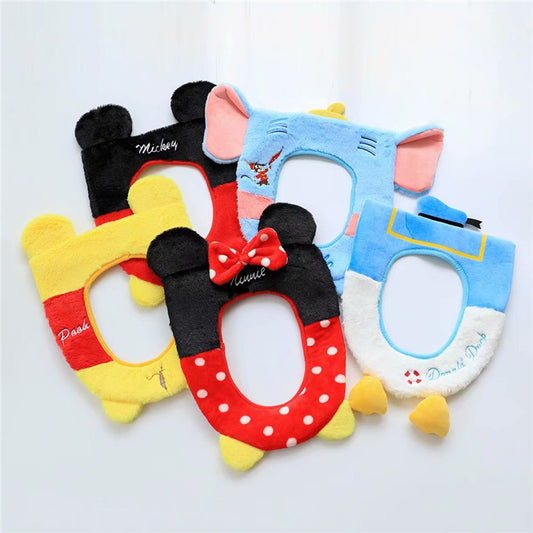 Cartoon Donald Duck Autumn and Winter Thickened Velcro Non-slip Plush Toilet Cover Cushion Cover Toilet Ferrule Soft Cushion