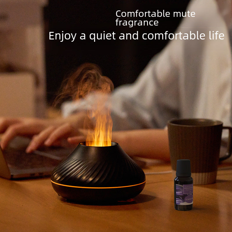 Flame Humidifier - Aromatherapy Diffuser with LED Atmosphere Lamp