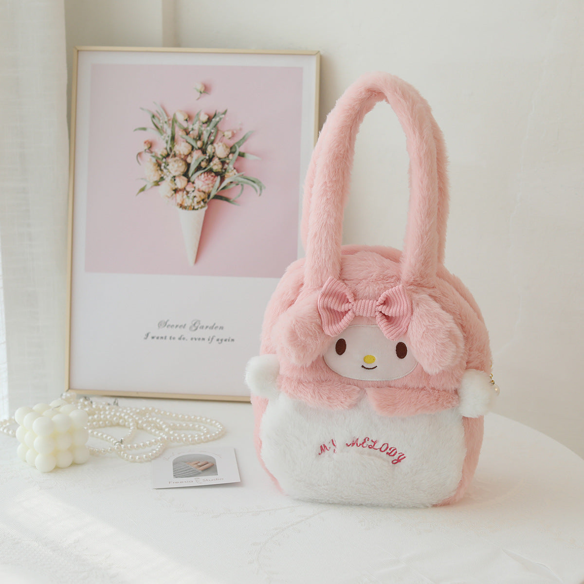 Cartoon Melody plush handbag wholesale children's outing handbag outing handbag picnic soft girl shoulder bag