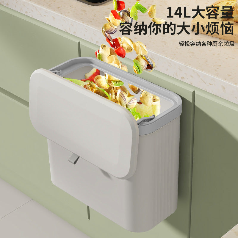 Kitchen non-perforated trash can cabinet door wall mounted household trash basket foldable toilet toilet storage bucket