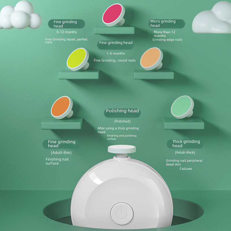 Baby electric nail polisher newborn baby nail clipper polisher anti-clamping mute child care set cross-border