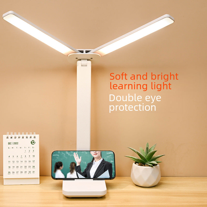 Double-head lighting table lamp eye protection touch dormitory plug and plug dual-purpose folding reading college student dormitory bedroom light wholesale