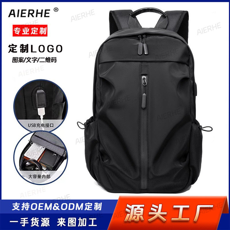 Cross-border lightweight waterproof backpack men's business computer bag printing logo large-capacity student schoolbag casual backpack