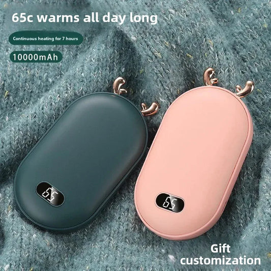 Cross-border new mini cartoon digital display hand warmer 10000 mAh hand warmer 2-in-1 hand warmer charging