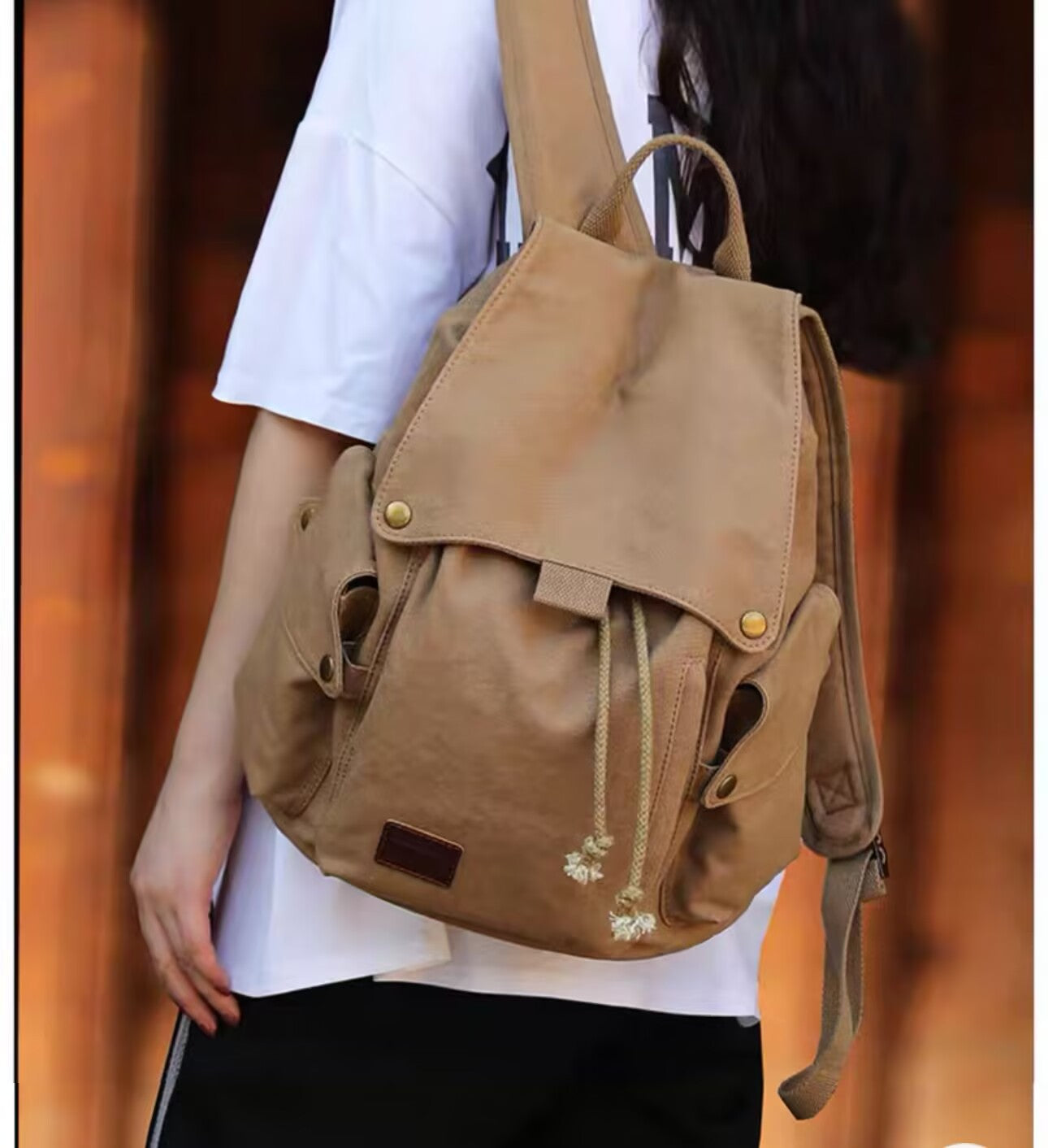 Canvas fashion trend korean large capacity student backpack men's and women's travel computer backpack