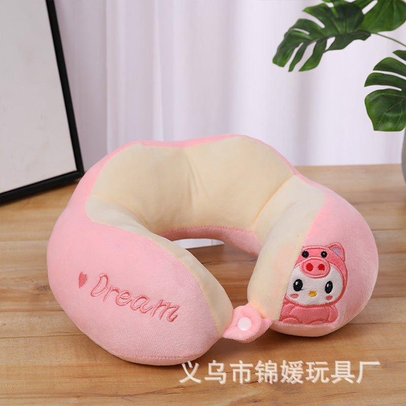 U-shaped pillow neck protector removable and washable cervical memory foam neck pillow u-shaped pillow cute headrest pillow neck car pillow