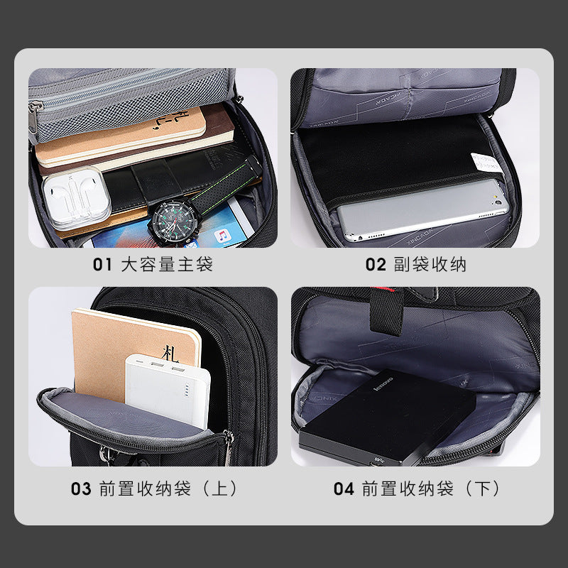 China Men's Sports Small Chest Bag, Carabiner, Oxford Crossbody Bag, Outdoor Business Trip, Multi-compartment Shoulder Bag