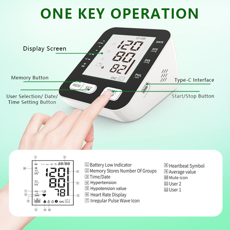 Foreign trade Chinese screen English electronic sphygmomanometer intelligent pressurization one-key measurement medical grade voice broadcast sphygmomanometer