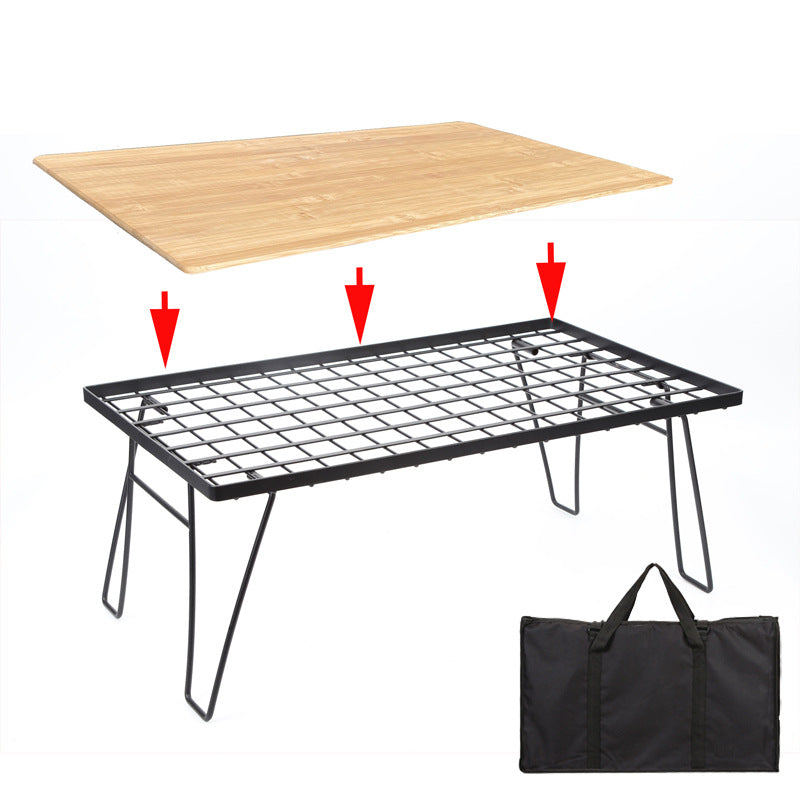 Outdoor camping shelves, net tables, cross-border portable iron folding tables, multi-functional barbecue, multi-layer camping splicing tables