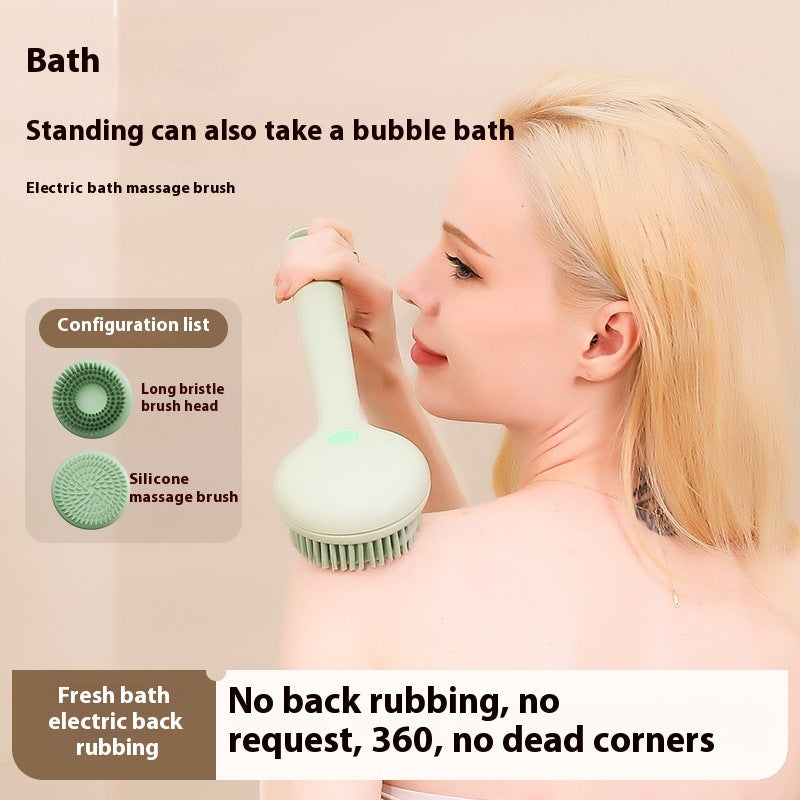 Electric Bath Brush - Wall-Mounted Waterproof Back Scrubber with Long Handle | Bombom