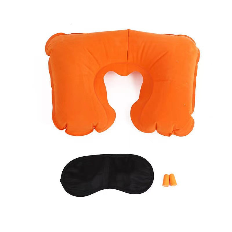 Travel Sanbao blackout eye mask, earplugs, inflatable pillow, U-shaped pillow, travel Sanbao inflatable pillow, aviation set U-shaped pillow
