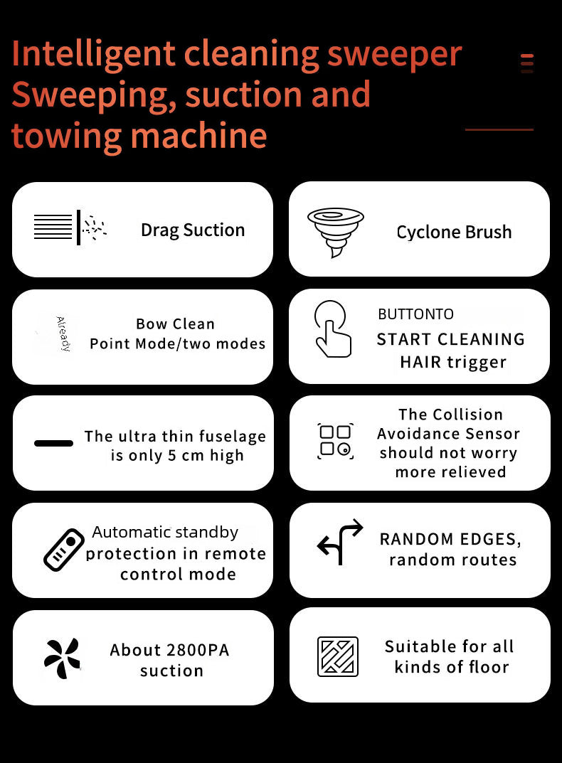 Remote control sweeper route planning slim intelligent sweeping robot automatic vacuum cleaner suction sweeper