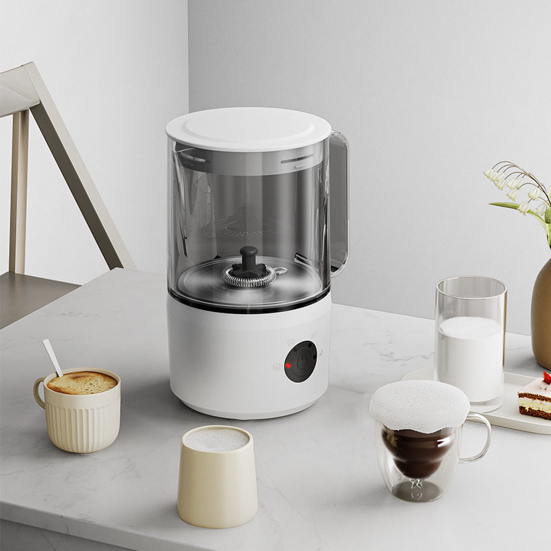 Cross-border multi-functional electric milk frother Automatic transparent acrylic milk frother Hot and cold latte art milk frother