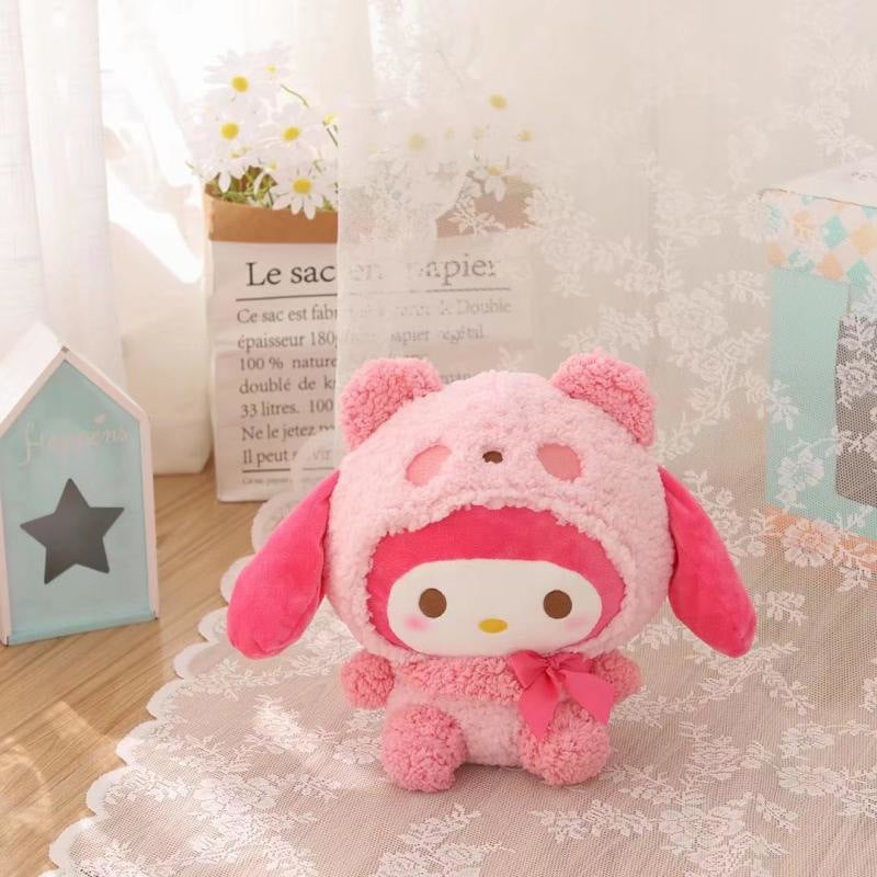 Cartoon Melody cross-dressing panda doll plush toy girl bedside sleeping companion soothing doll rag doll