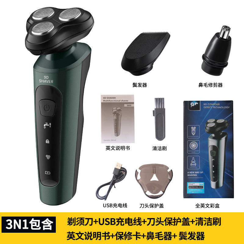 9D Electric Shaver for Men - Waterproof Rechargeable Razor with Multi-Functional Beard Trimmer