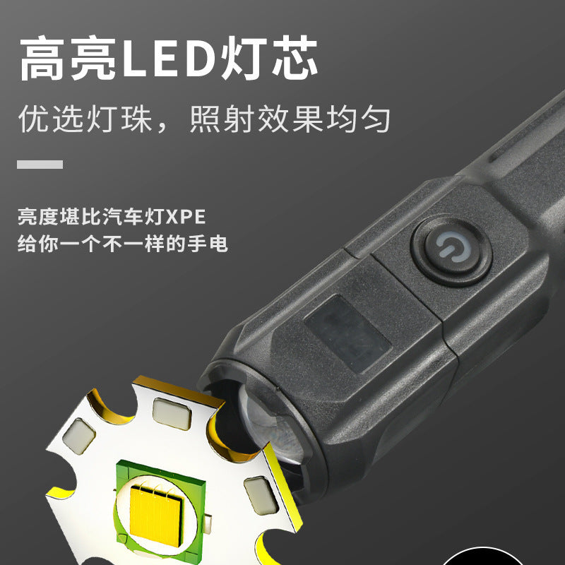 New XPE Flashlight Bright Focus Flashlight Rechargeable Flashlight Retractable lde Flashlight
