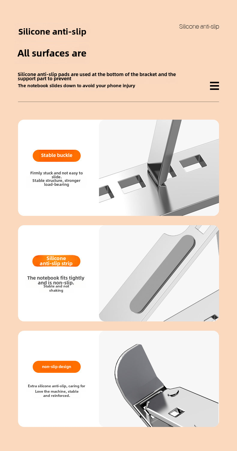 The new cross-border desktop laptop stand folds and dissipates heat dissipation with ten levels of adjustment aluminum alloy laptop stand