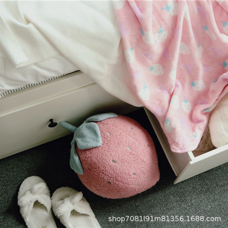 Cute strawberry plush doll throw pillow cushion quilt dual-purpose office chair pillow cactus lunch break blanket
