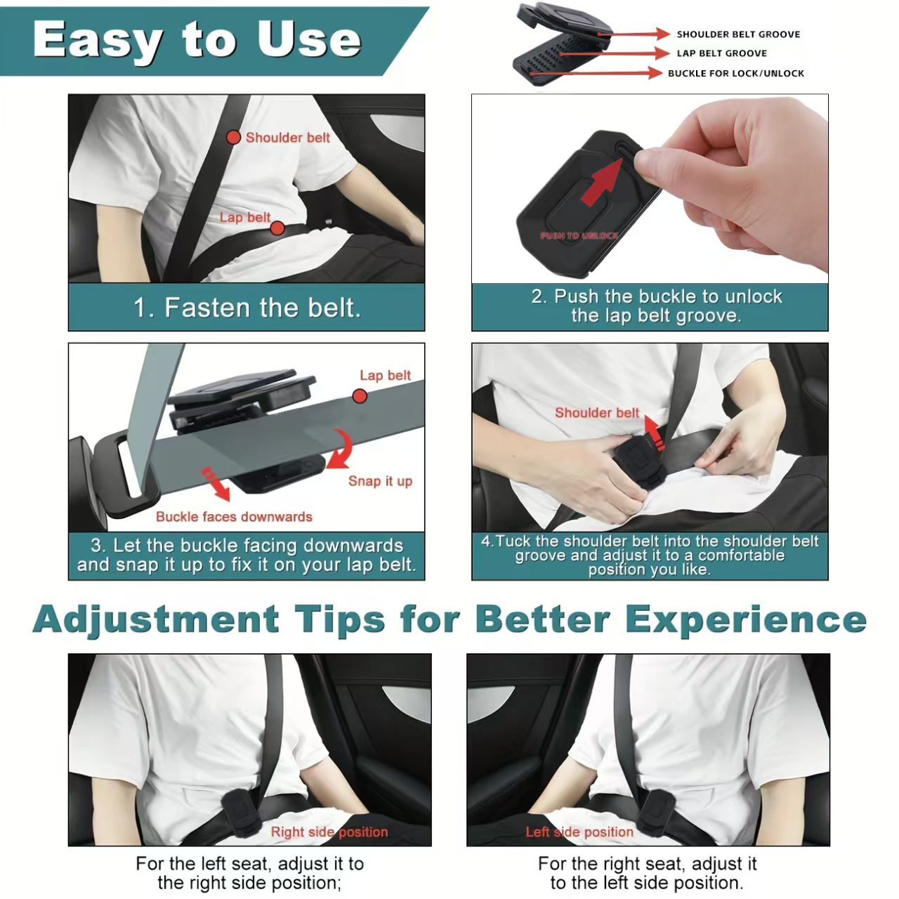 SenBelt Adjuster Harness Adjuster Device Calibrated Auto Parts Protector Neck and Shoulder Locking Buckle